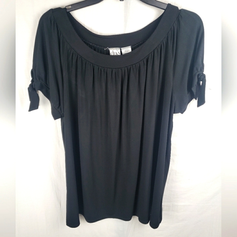 Duo Maternity Black Women's Short Sleeve Shirt Sz L